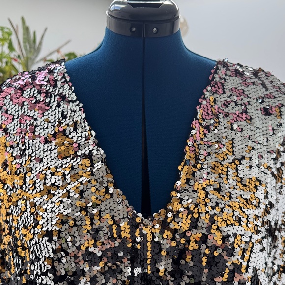 Black Dress with Sequin Cape - Size 12 - Picture 2 of 6